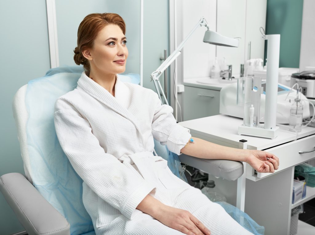 Ozone Blood Therapy Near Me 15 Ozone blood therapy. Adult woman before intravenous ozone therapy at a medical clinic
